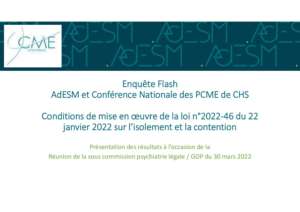 Enquête Flash - AdESM et Conférence Nationale des PCME de CHS