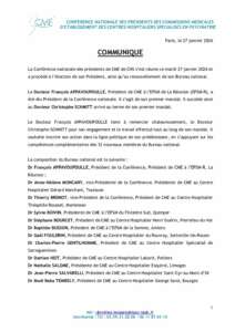 CP du 27 janvier 2026 Elections Président et Bureau